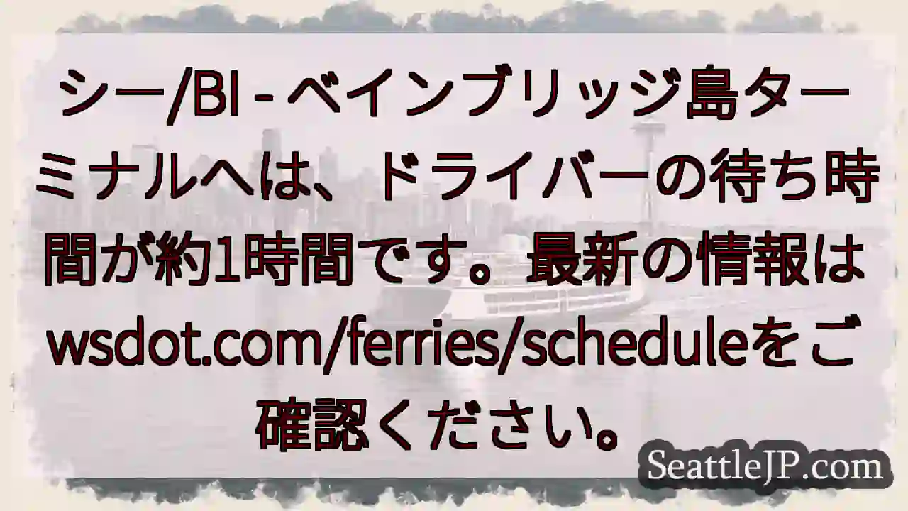 フェリー待ち合い時間: 最大1時間