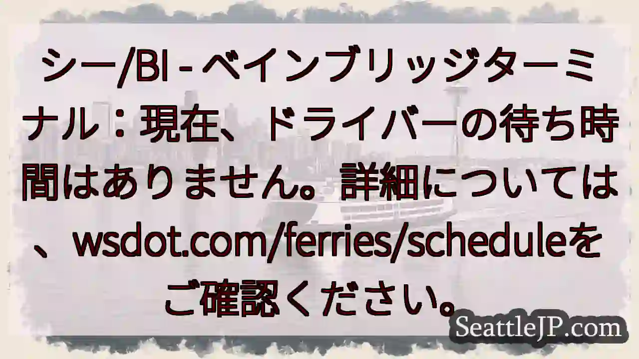 フェリー：待ち時間なし！