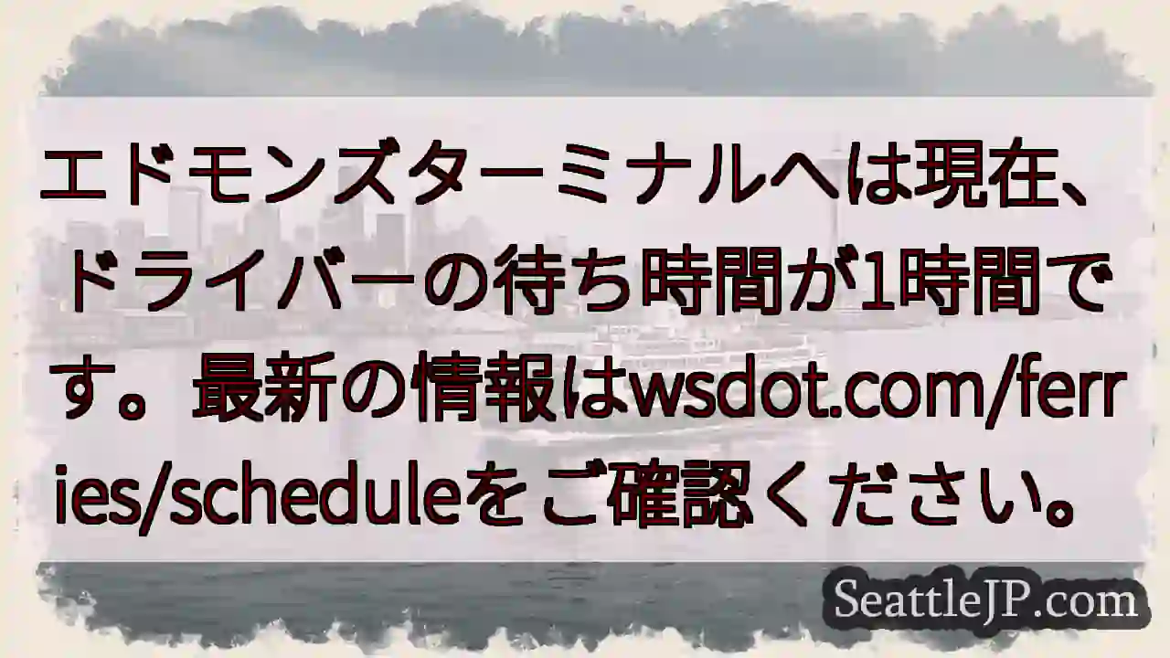 フェリー遅延: 1時間待ち