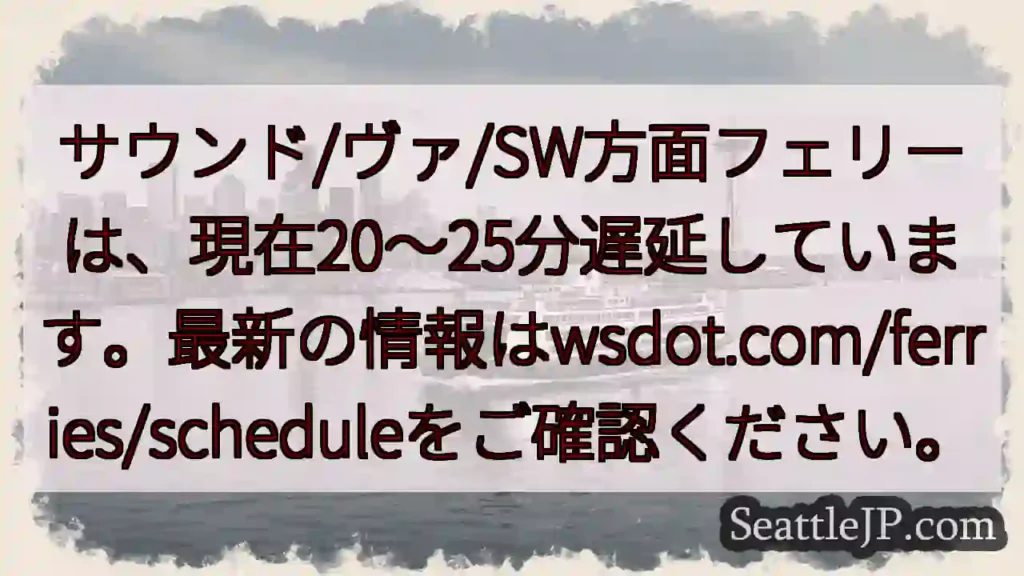 フェリー遅延中！20～25分
