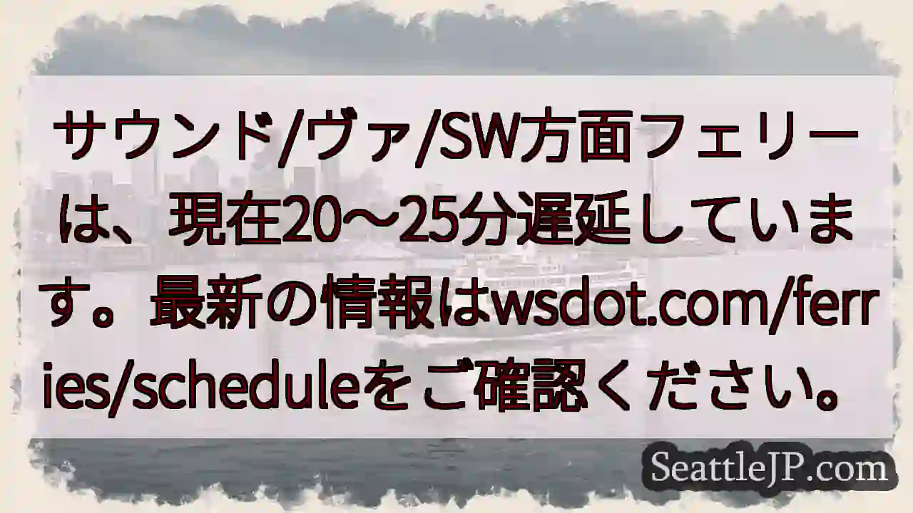 フェリー遅延中！20～25分