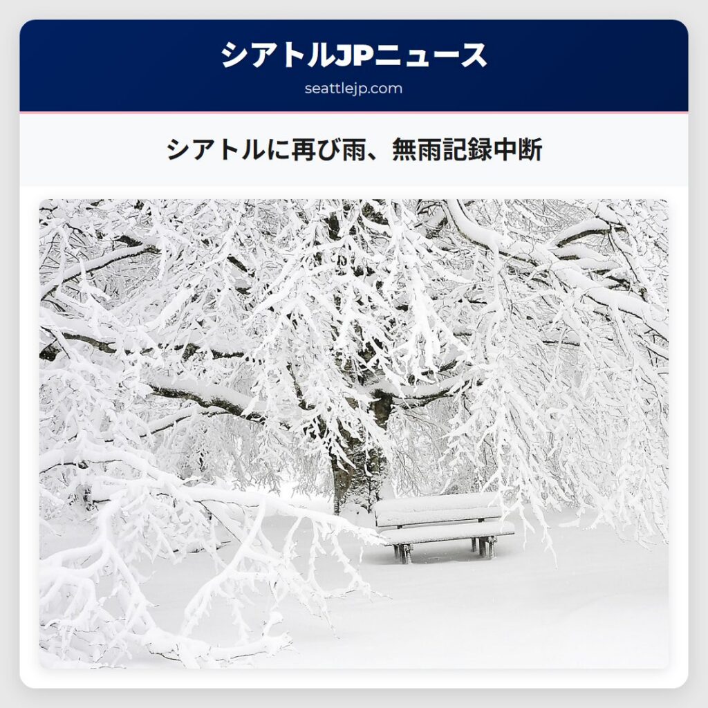 シアトルに再び雨、無雨記録中断