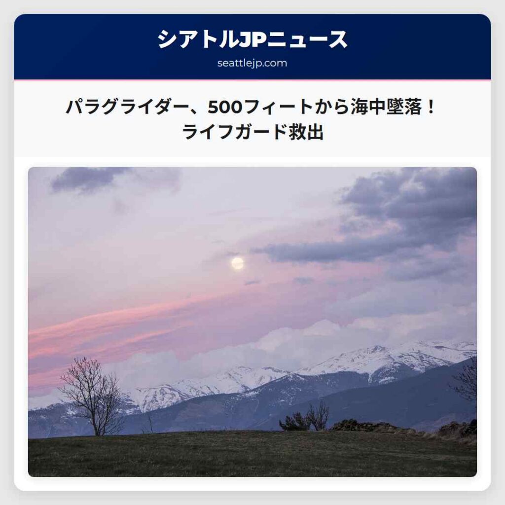 パラグライダー、500フィートから海中墜落！ライフガード救出