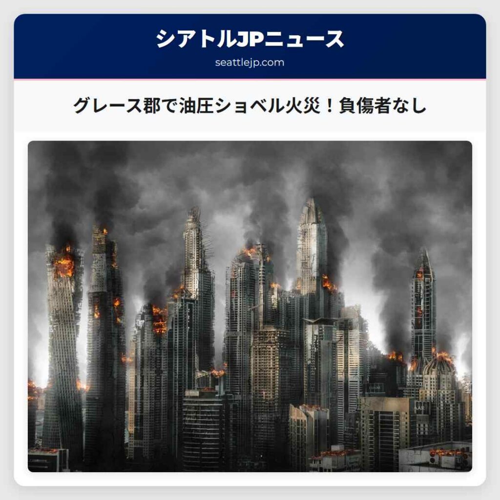 グレース郡で油圧ショベル火災！負傷者なし