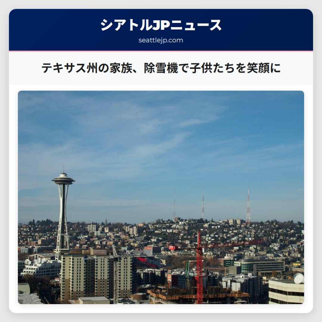 テキサス州の家族、除雪機で子供たちを笑顔に