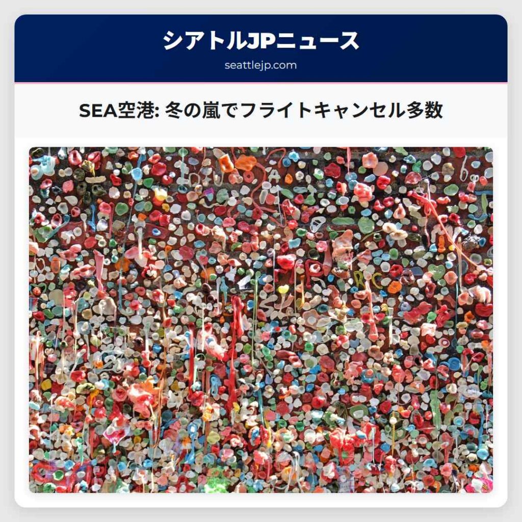 シアトルニュース 3 SEA空港: 冬の嵐でフライトキャンセル多数
