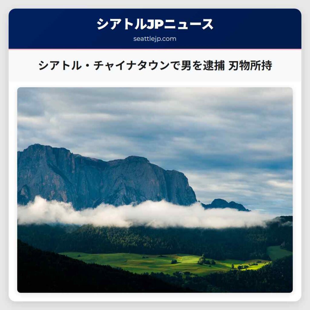 シアトル・チャイナタウンで男を逮捕 刃物所持
