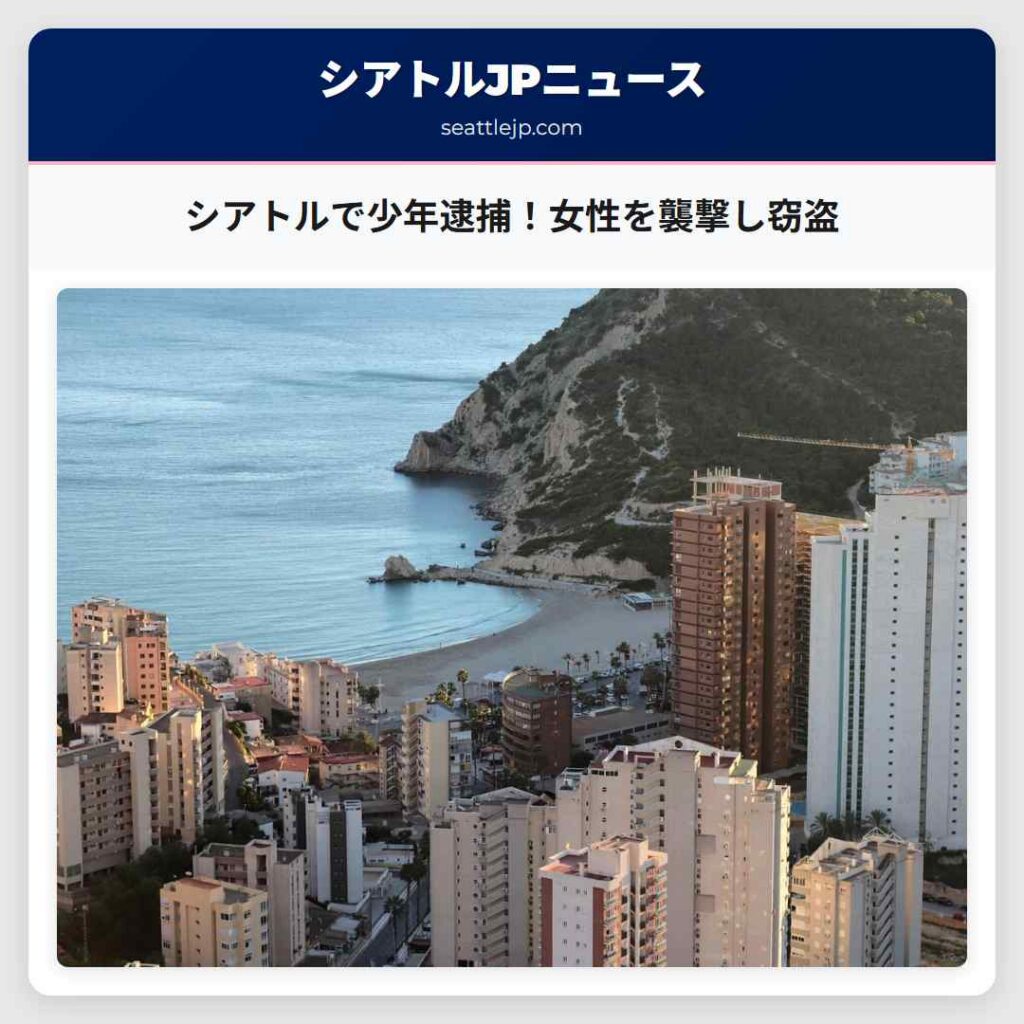 シアトルで少年逮捕！女性を襲撃し窃盗