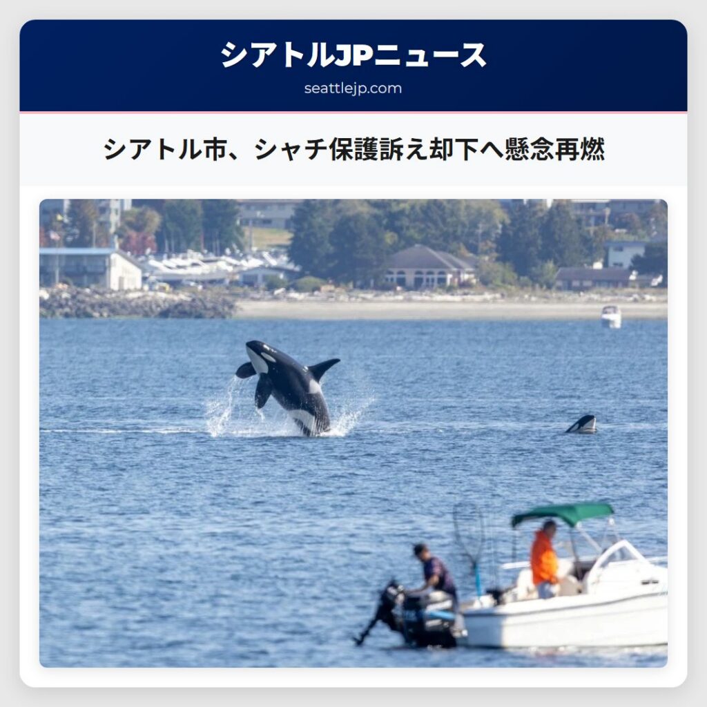 シアトルニュース 2 シアトル市、シャチ保護訴え却下へ懸念再燃