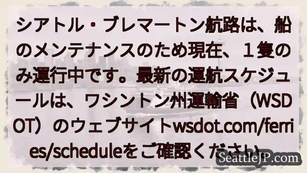 航路一部運休：メンテナンス中