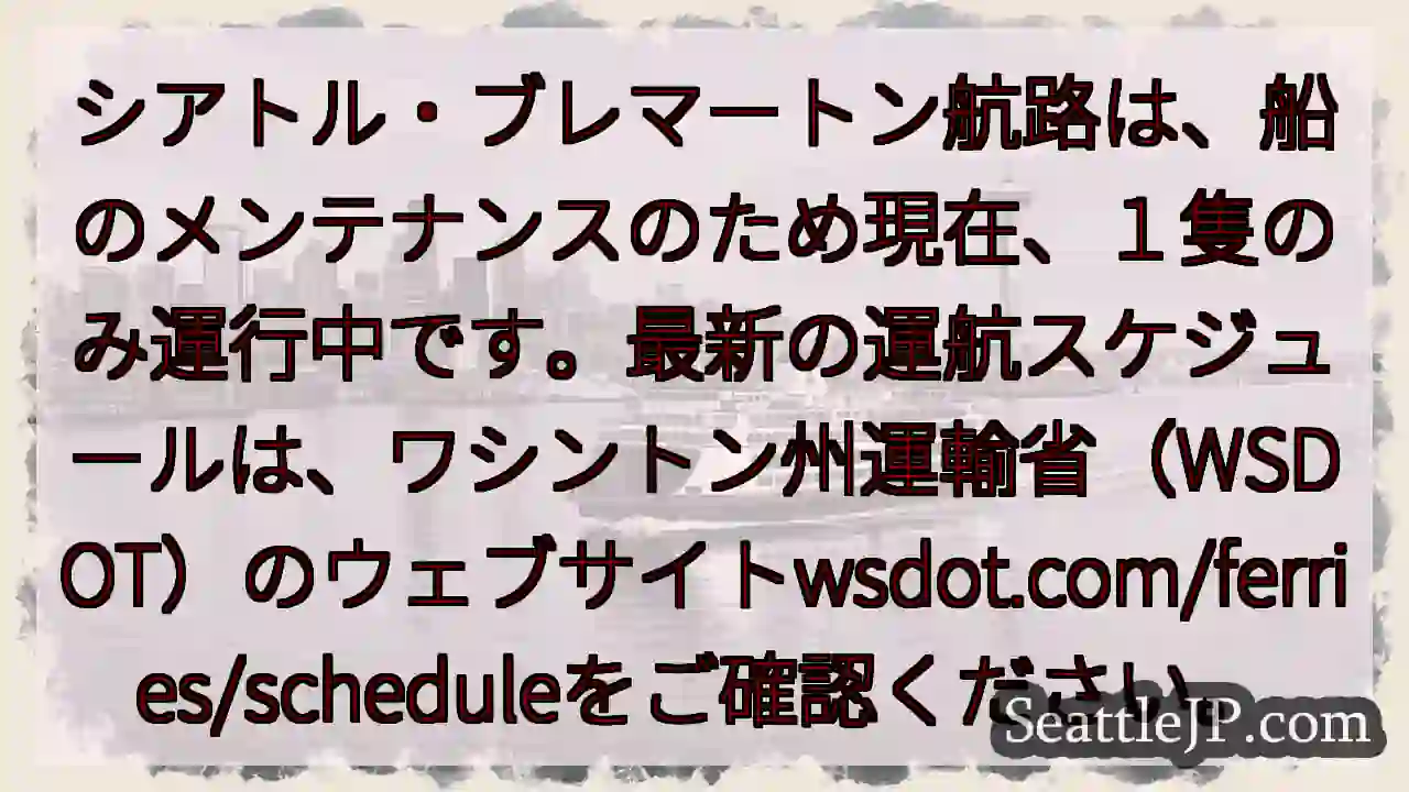 航路一部運休：メンテナンス中