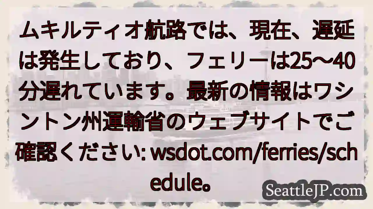 フェリー遅延中！25～40分