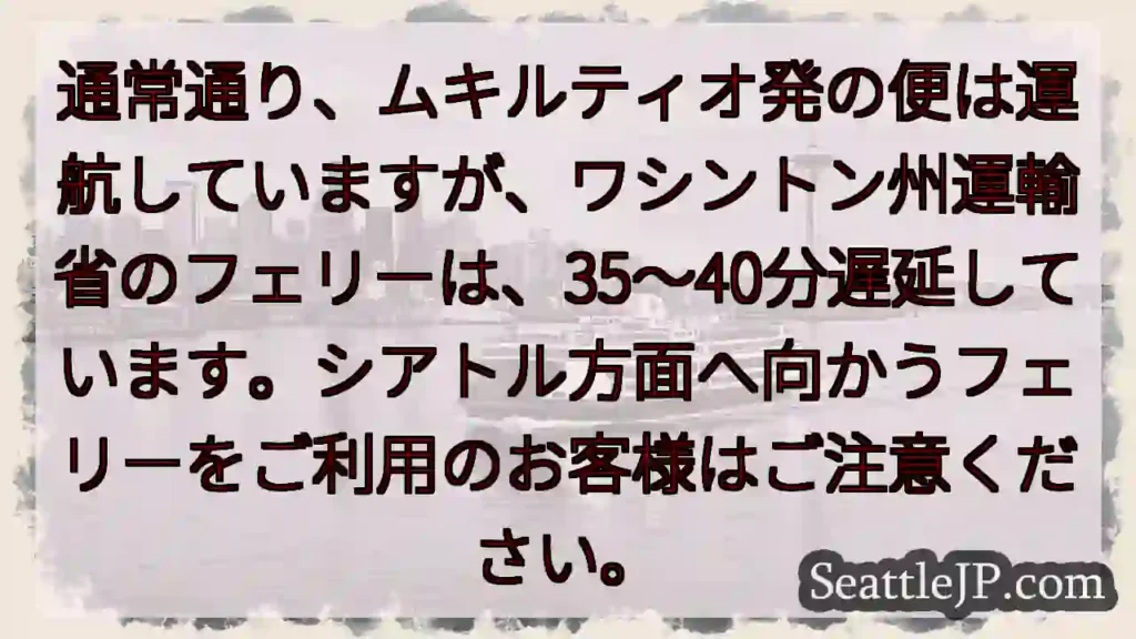 フェリー遅延：35～40分
