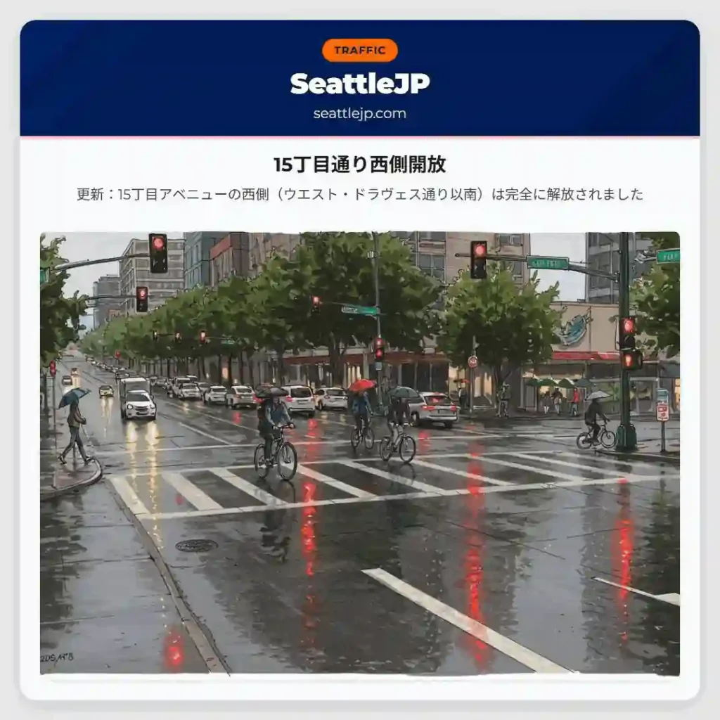 15丁目通り西側開放