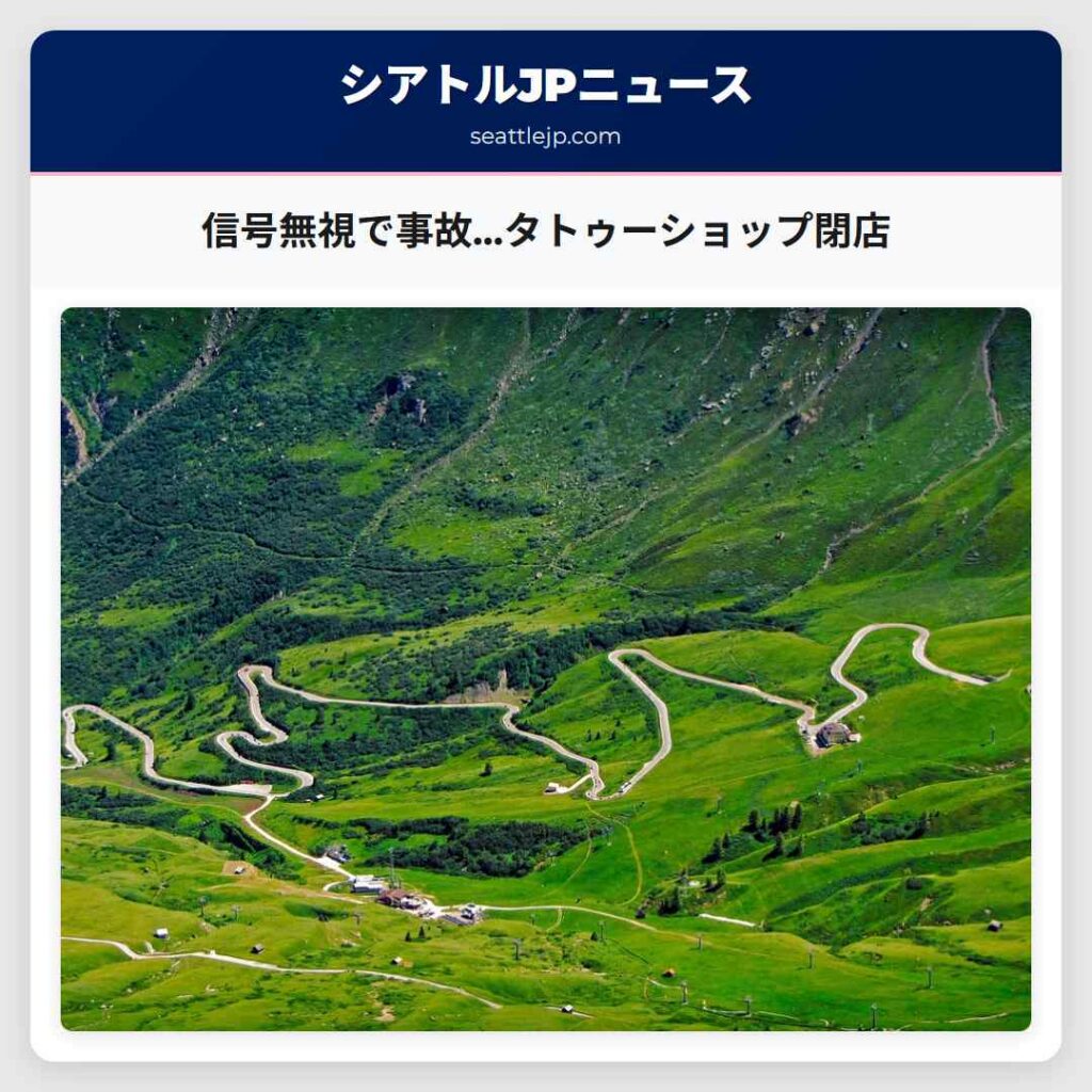 信号無視で事故…タトゥーショップ閉店
