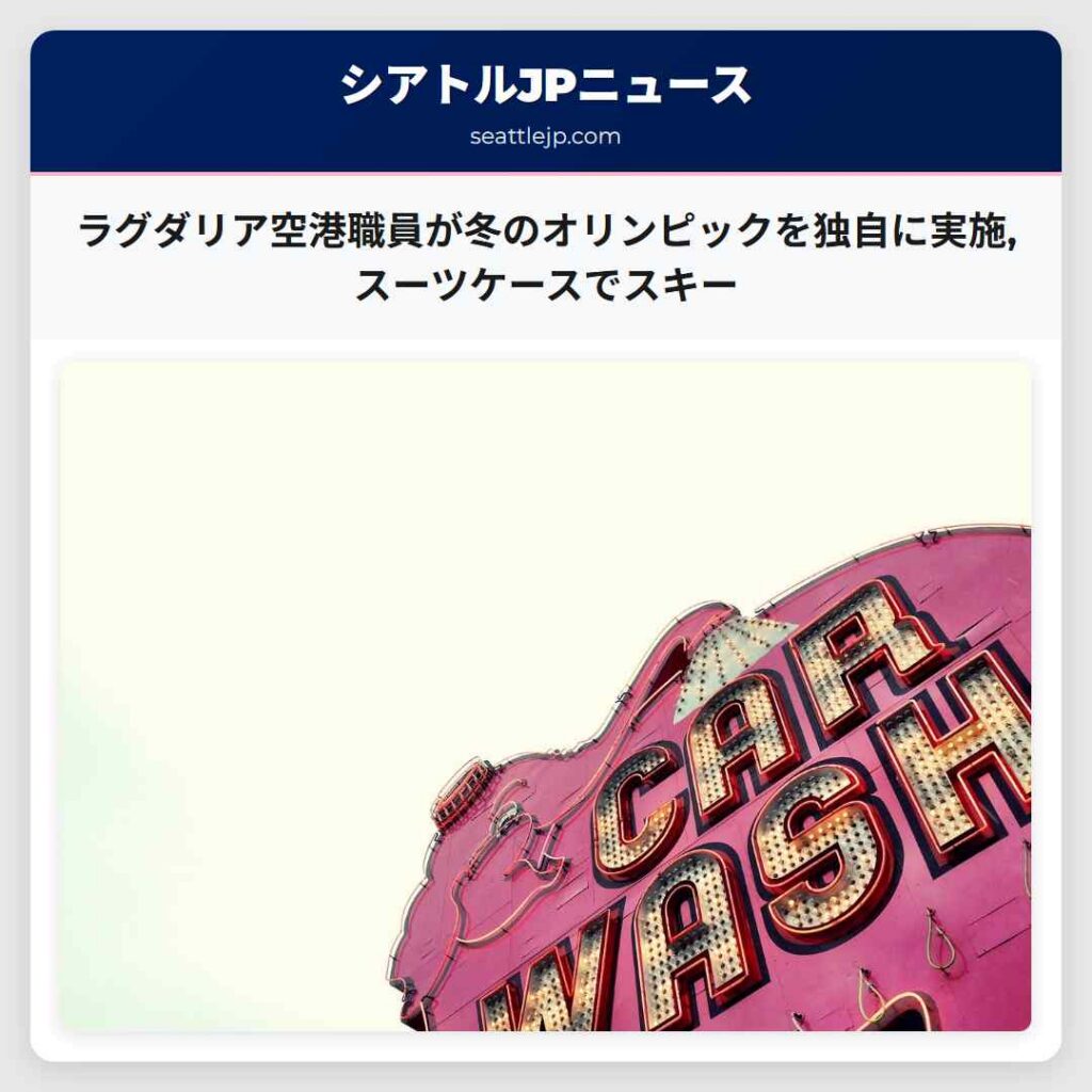 ラグダリア空港職員が冬のオリンピックを独自に実施,スーツケースでスキー