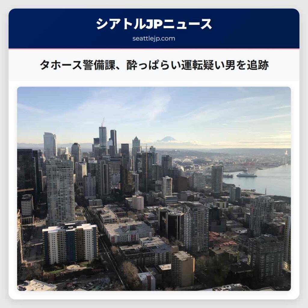 タホース警備課、酔っぱらい運転疑い男を追跡