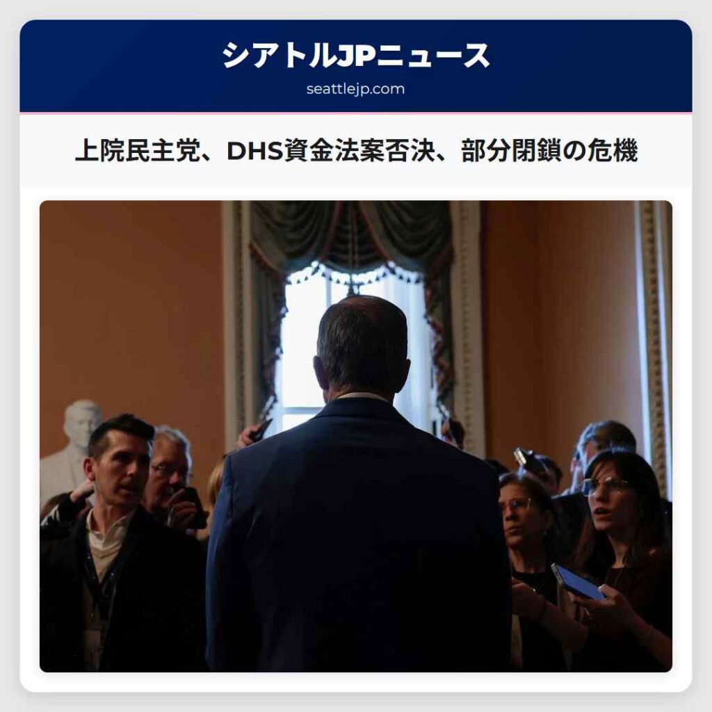 上院民主党、DHS資金法案否決、部分閉鎖の危機