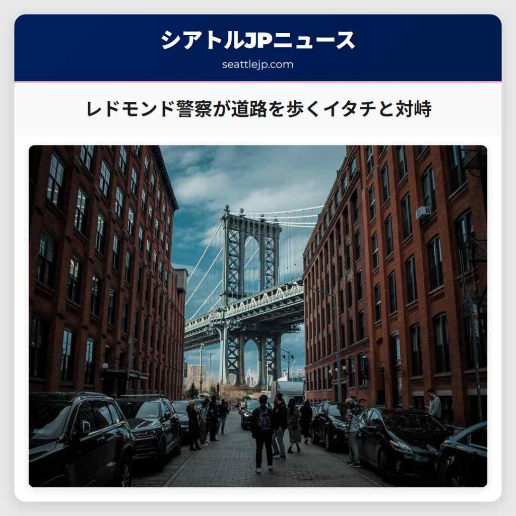 レドモンド警察が道路を歩くイタチと対峙