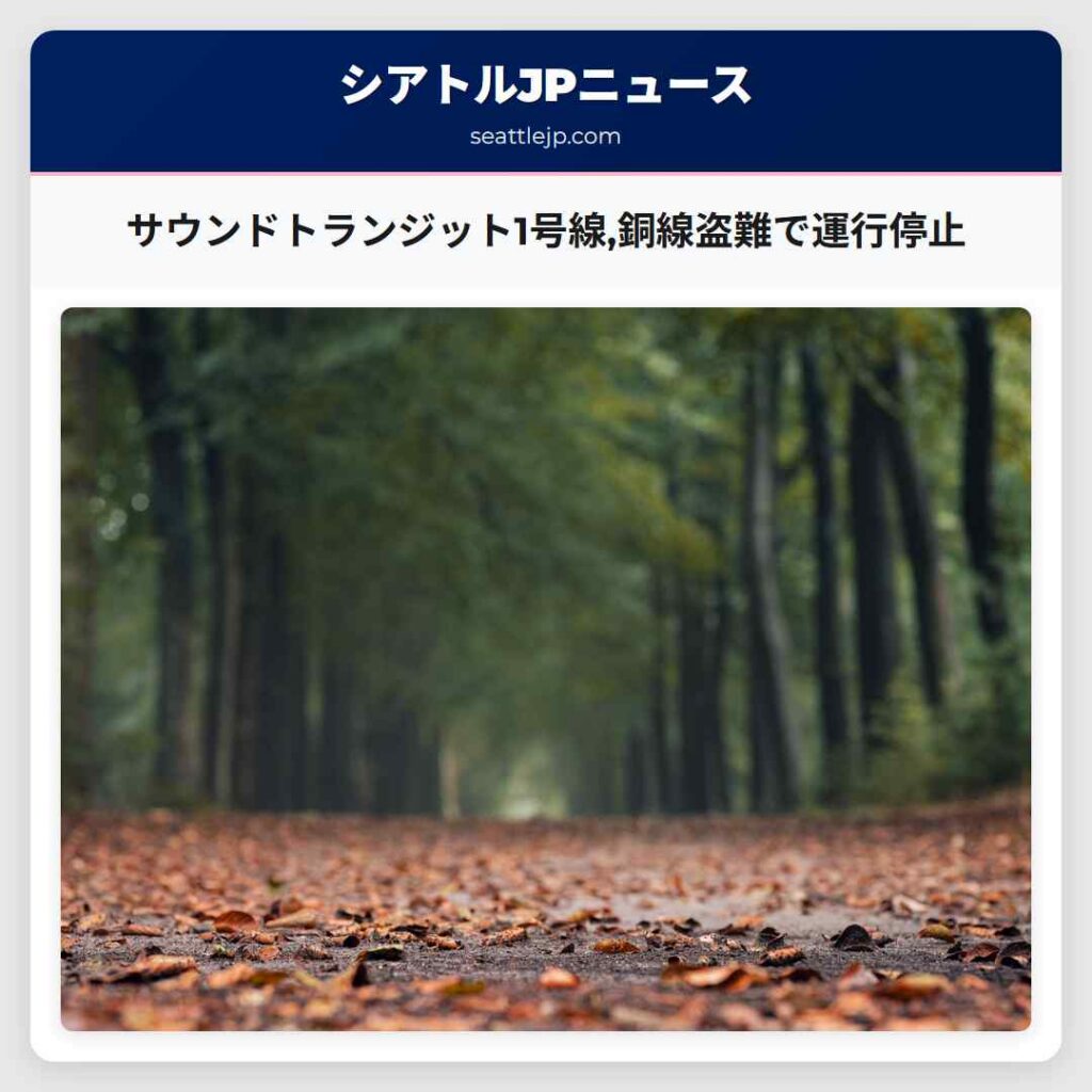 サウンドトランジット1号線,銅線盗難で運行停止