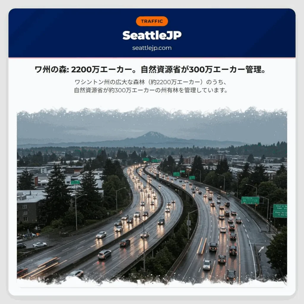 ワ州の森: 2200万エーカー。自然資源省が300万エーカー管理。