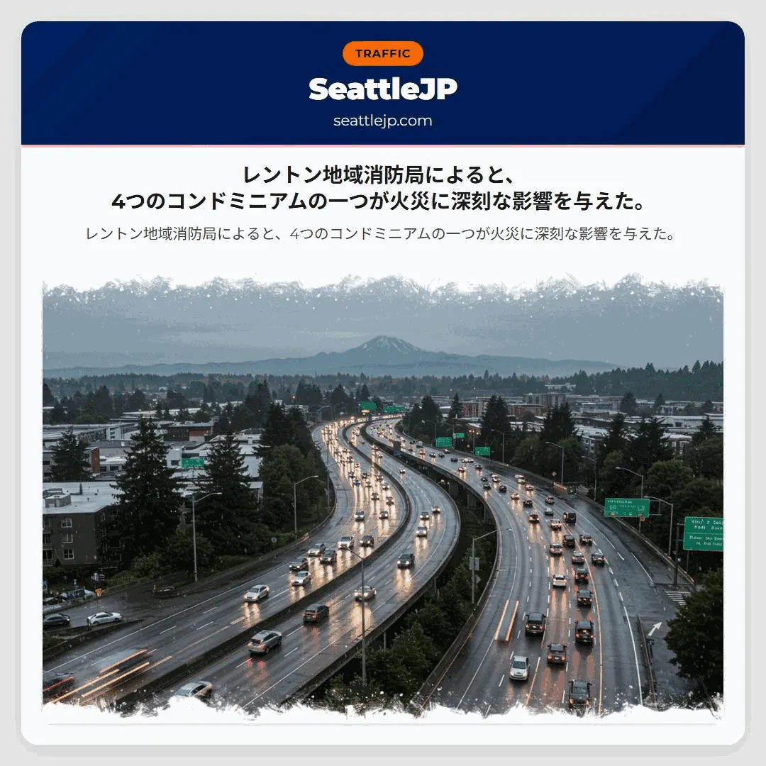 レントン地域消防局によると、4つのコンドミニアムの一つが火災に深刻な影響を与えた。