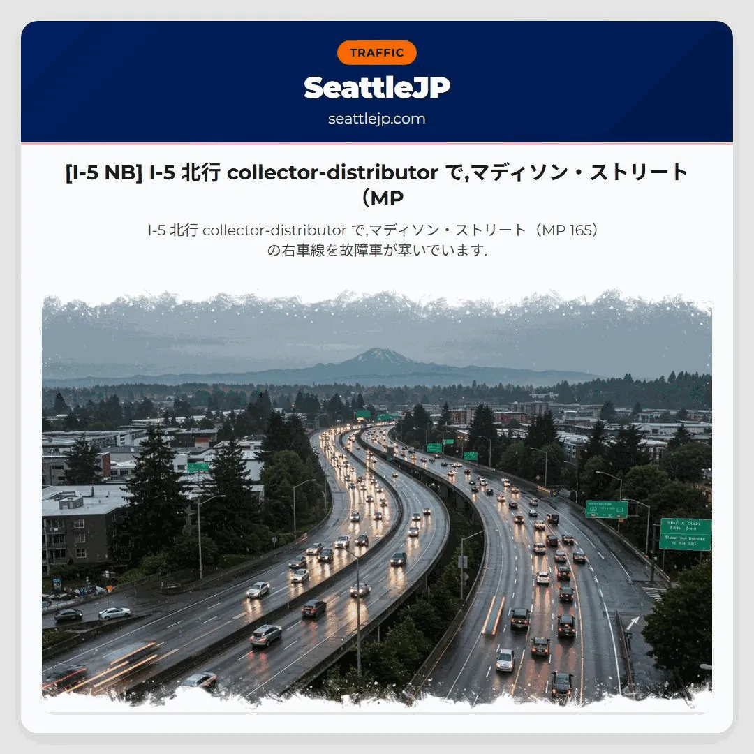 [I-5 NB] I-5 北行 collector-distributor で,マディソン・ストリート（MP