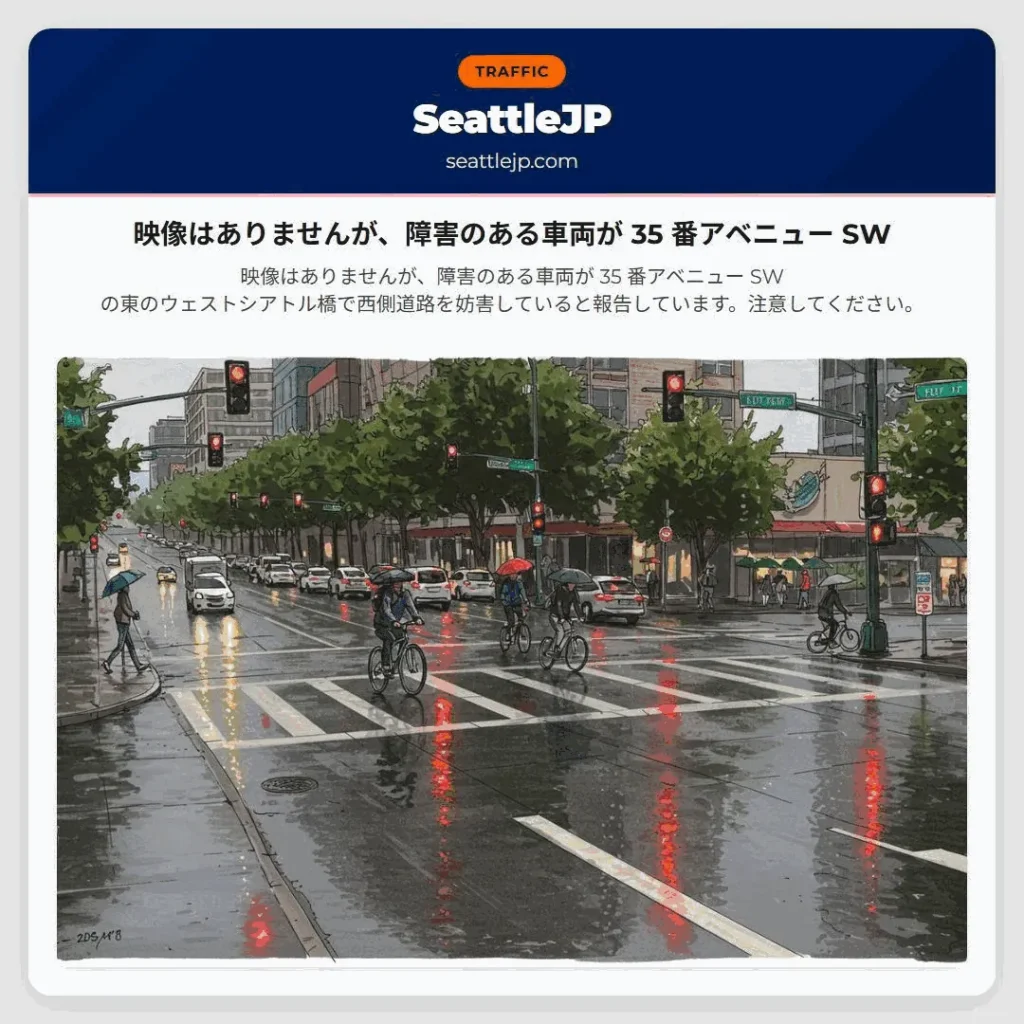 映像はありませんが、障害のある車両が 35 番アベニュー SW