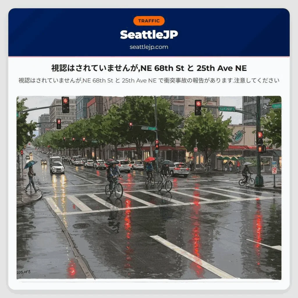 視認はされていませんが,NE 68th St と 25th Ave NE