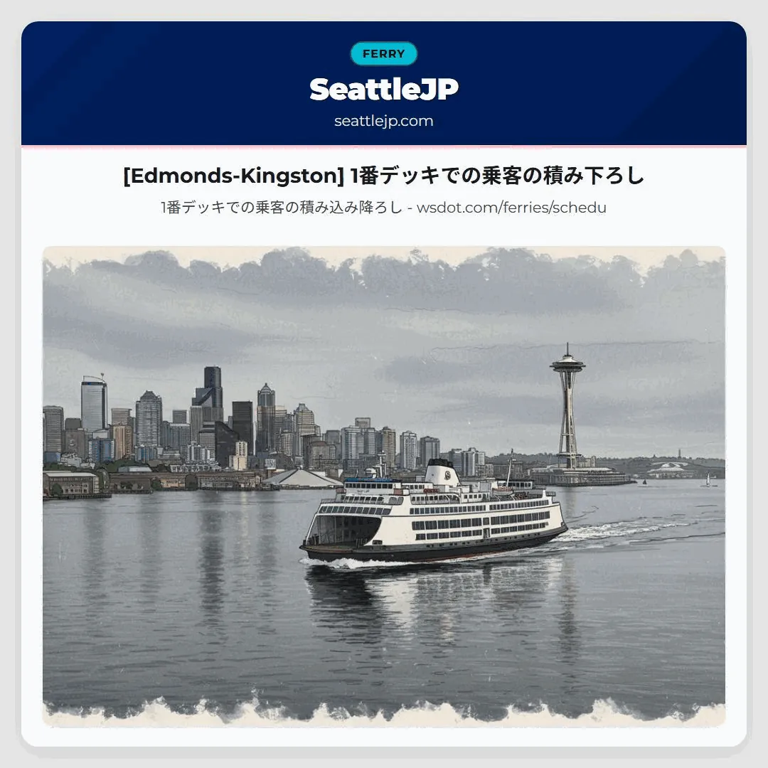 [Edmonds-Kingston] 1番デッキでの乗客の積み下ろし