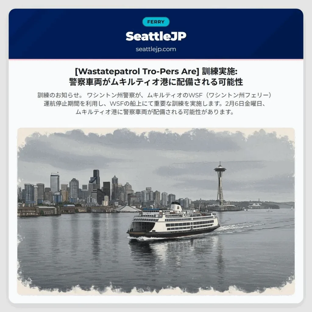 [Wastatepatrol Tro-Pers Are] 訓練実施: 警察車両がムキルティオ港に配備される可能性