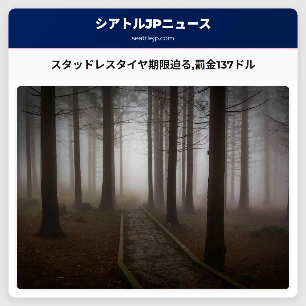 スタッドレスタイヤ期限迫る,罰金137ドル