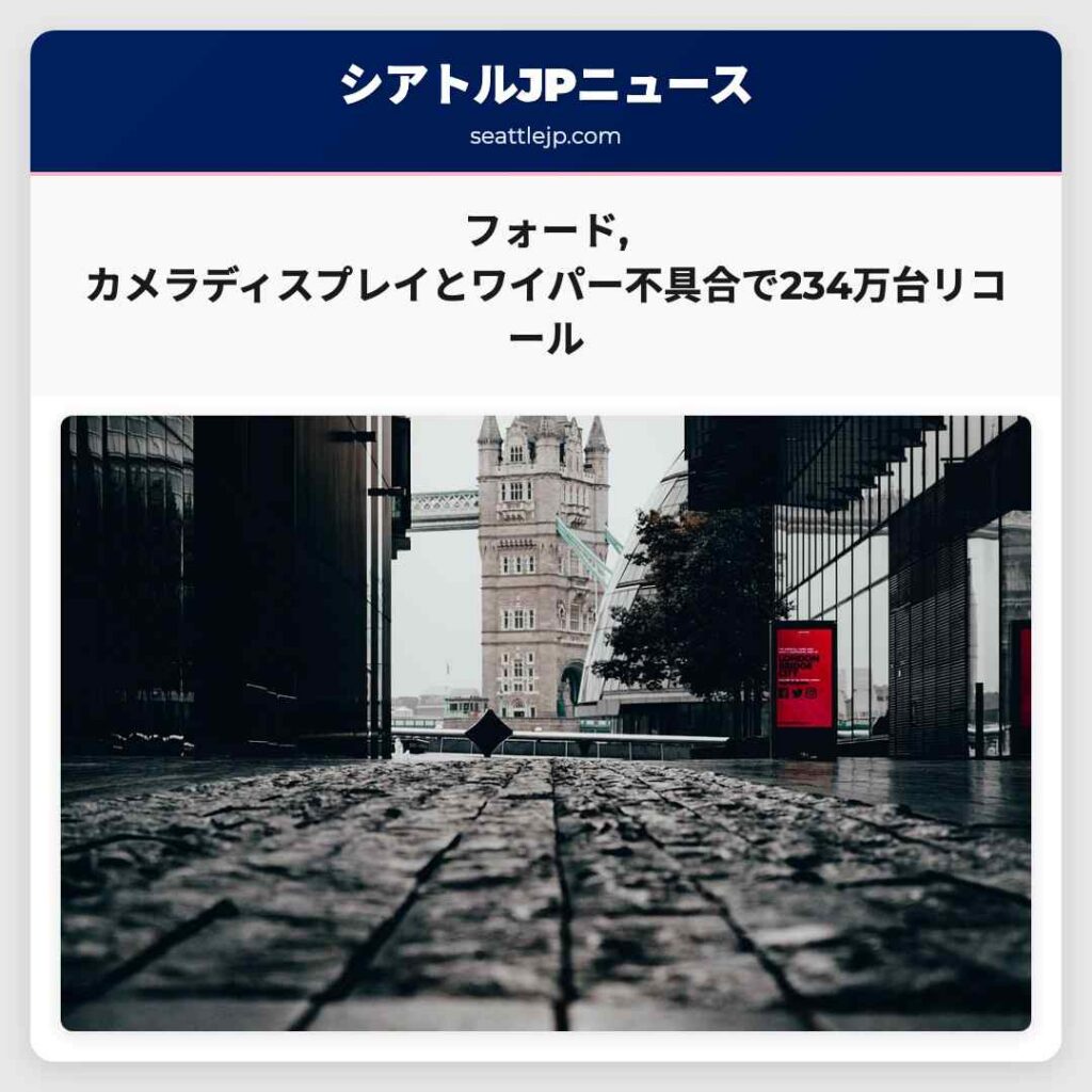 フォード,カメラディスプレイとワイパー不具合で234万台リコール