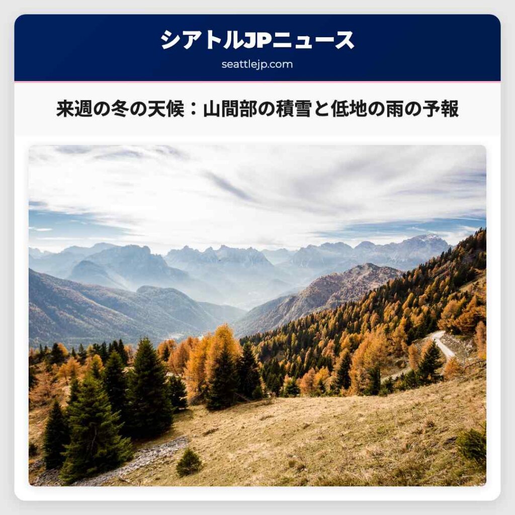 来週の冬の天候：山間部の積雪と低地の雨の予報