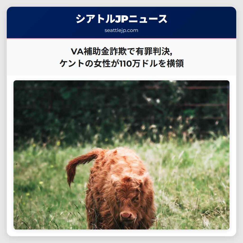 VA補助金詐欺で有罪判決,ケントの女性が110万ドルを横領