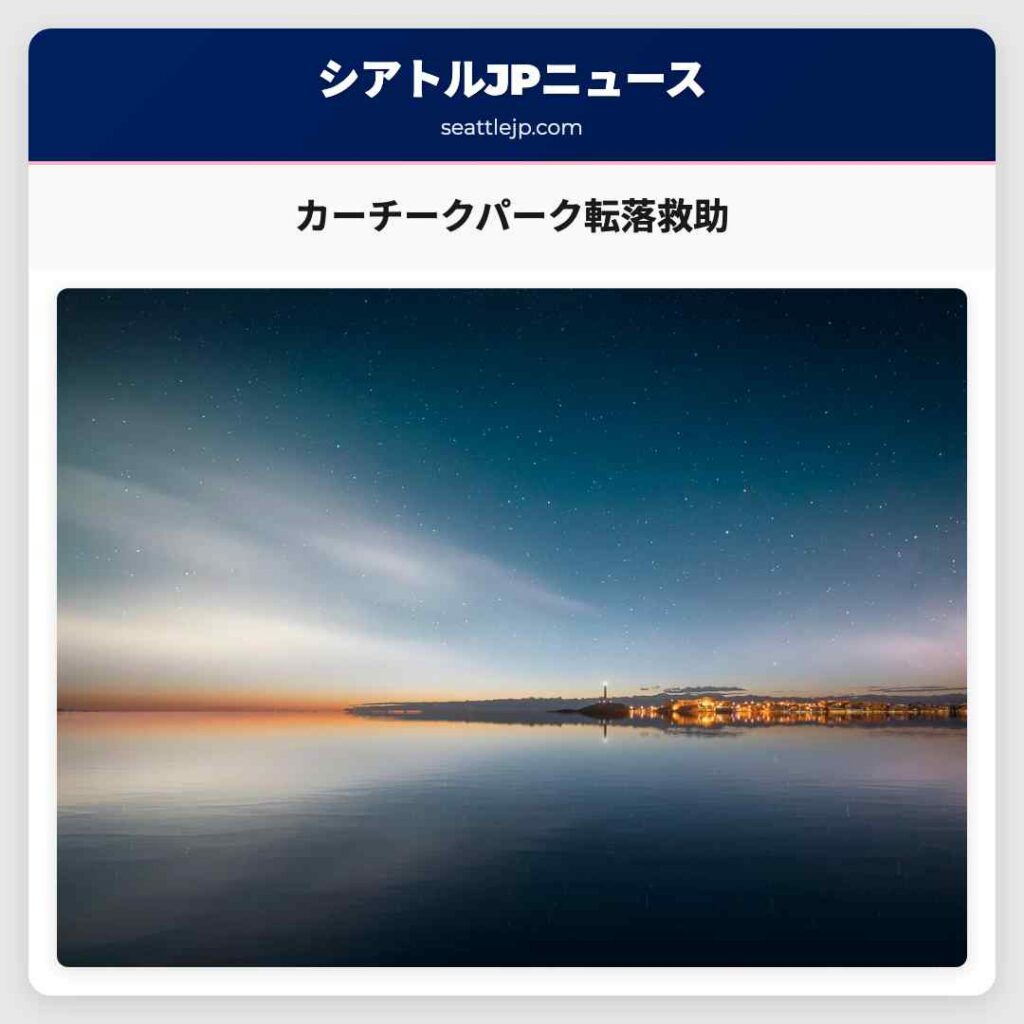 シアトルニュース 1 カーチークパーク転落救助