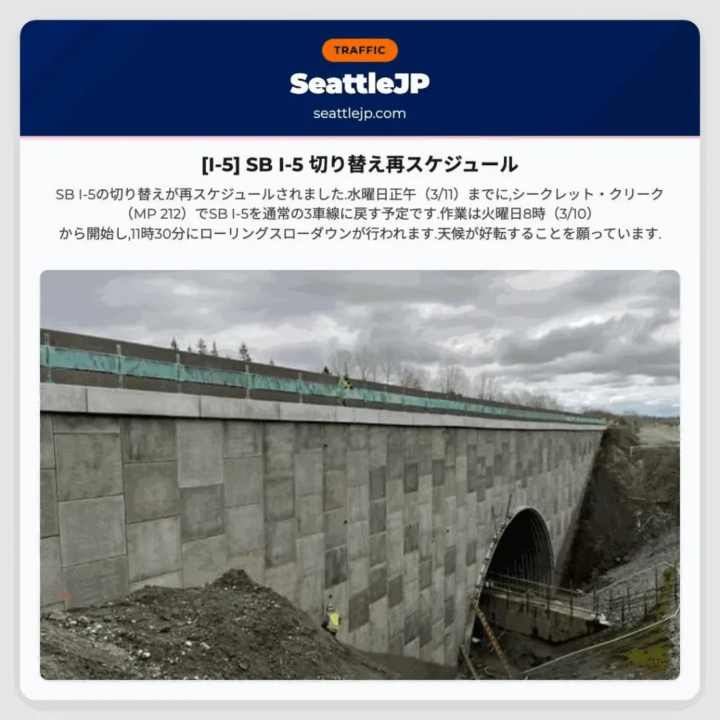 [I-5] SB I-5 切り替え再スケジュール