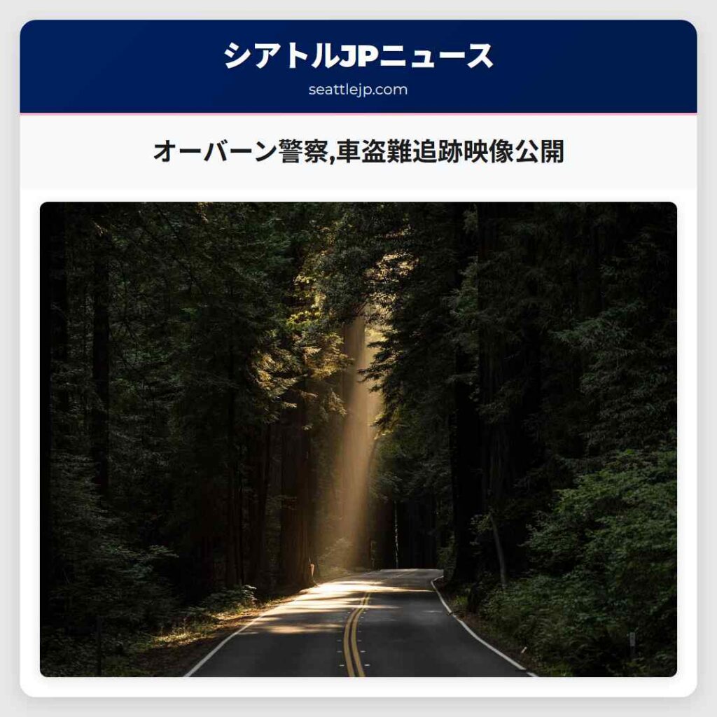 オーバーン警察,車盗難追跡映像公開