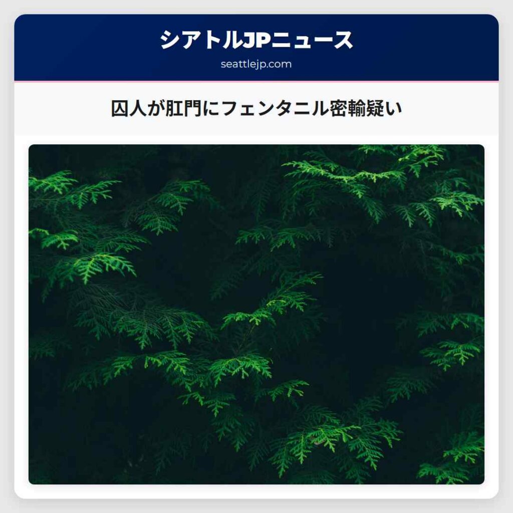 囚人が肛門にフェンタニル密輸疑い