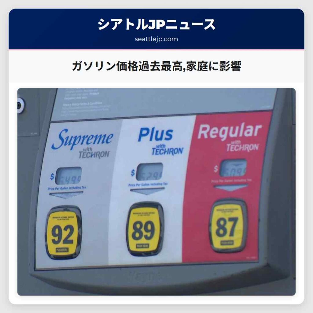 ガソリン価格過去最高,家庭に影響