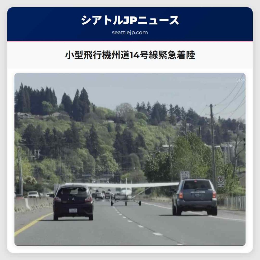 小型飛行機州道14号線緊急着陸
