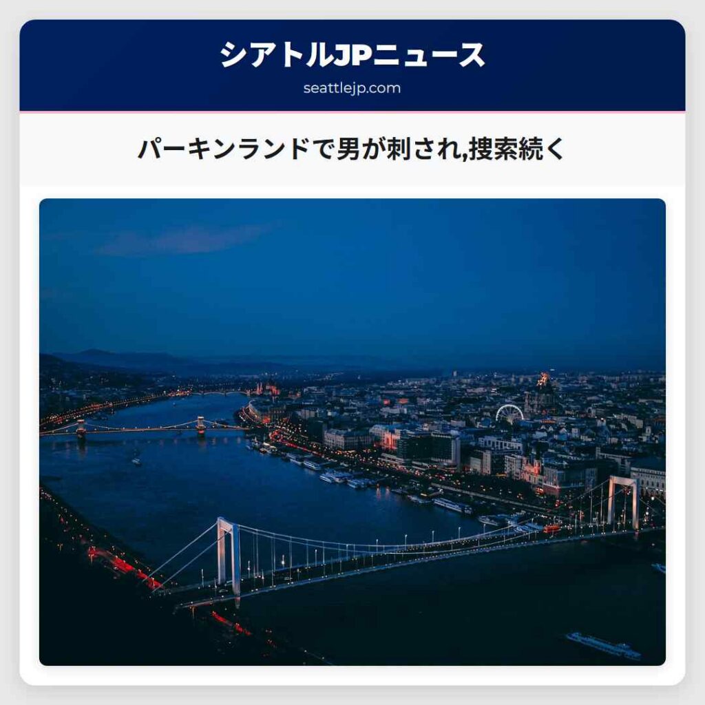 パーキンランドで男が刺され,捜索続く