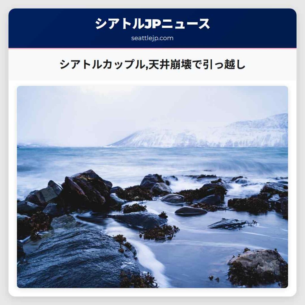 シアトルカップル,天井崩壊で引っ越し