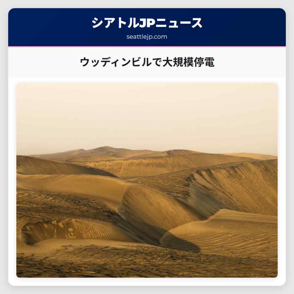 ウッディンビルで大規模停電