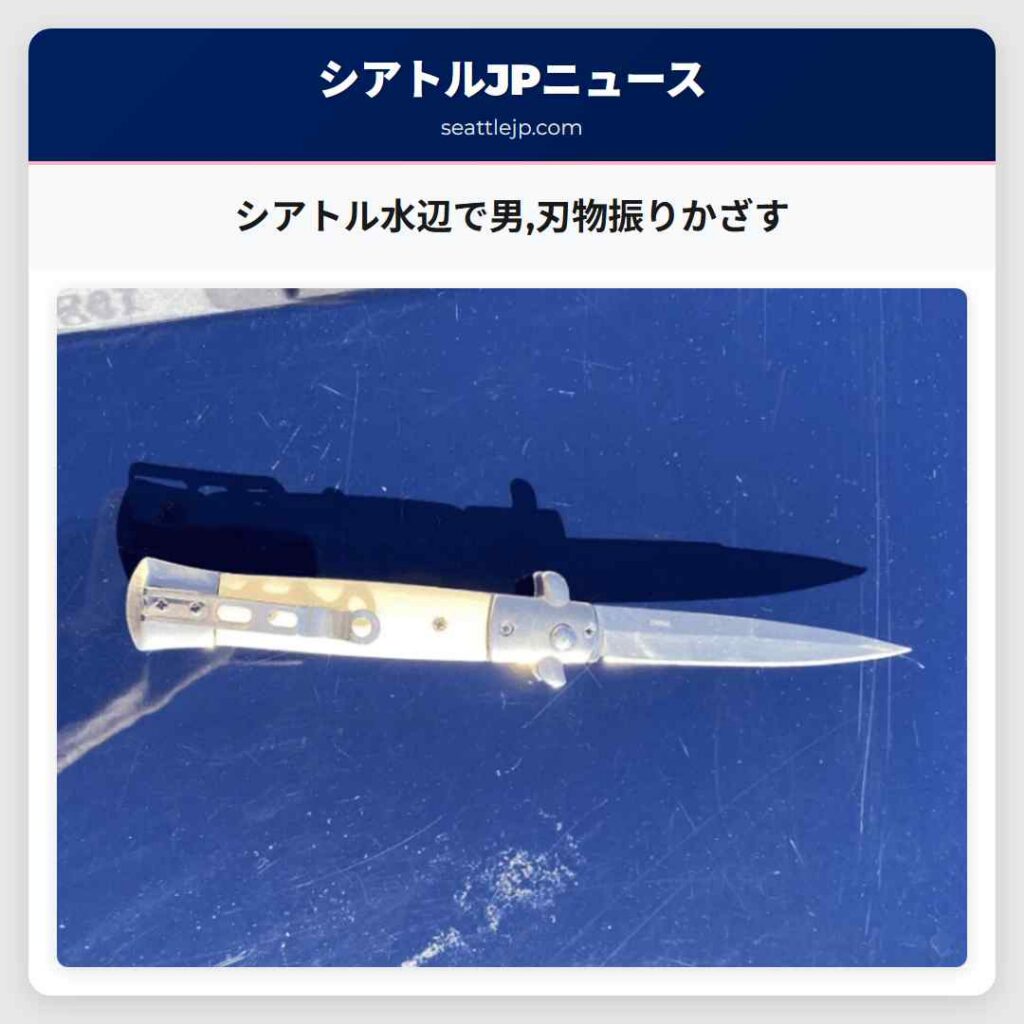 シアトル水辺で男,刃物振りかざす