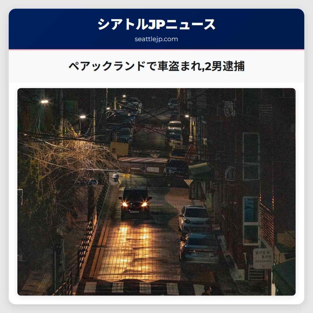 ペアックランドで車盗まれ,2男逮捕