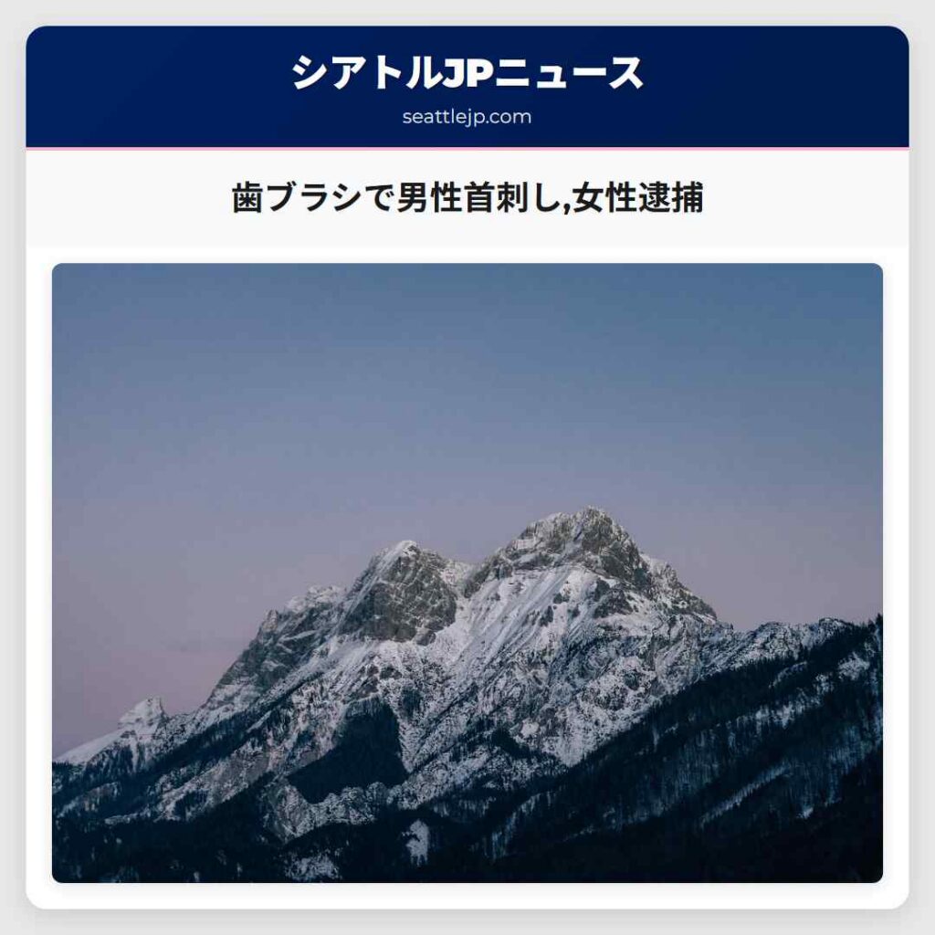 歯ブラシで男性首刺し,女性逮捕