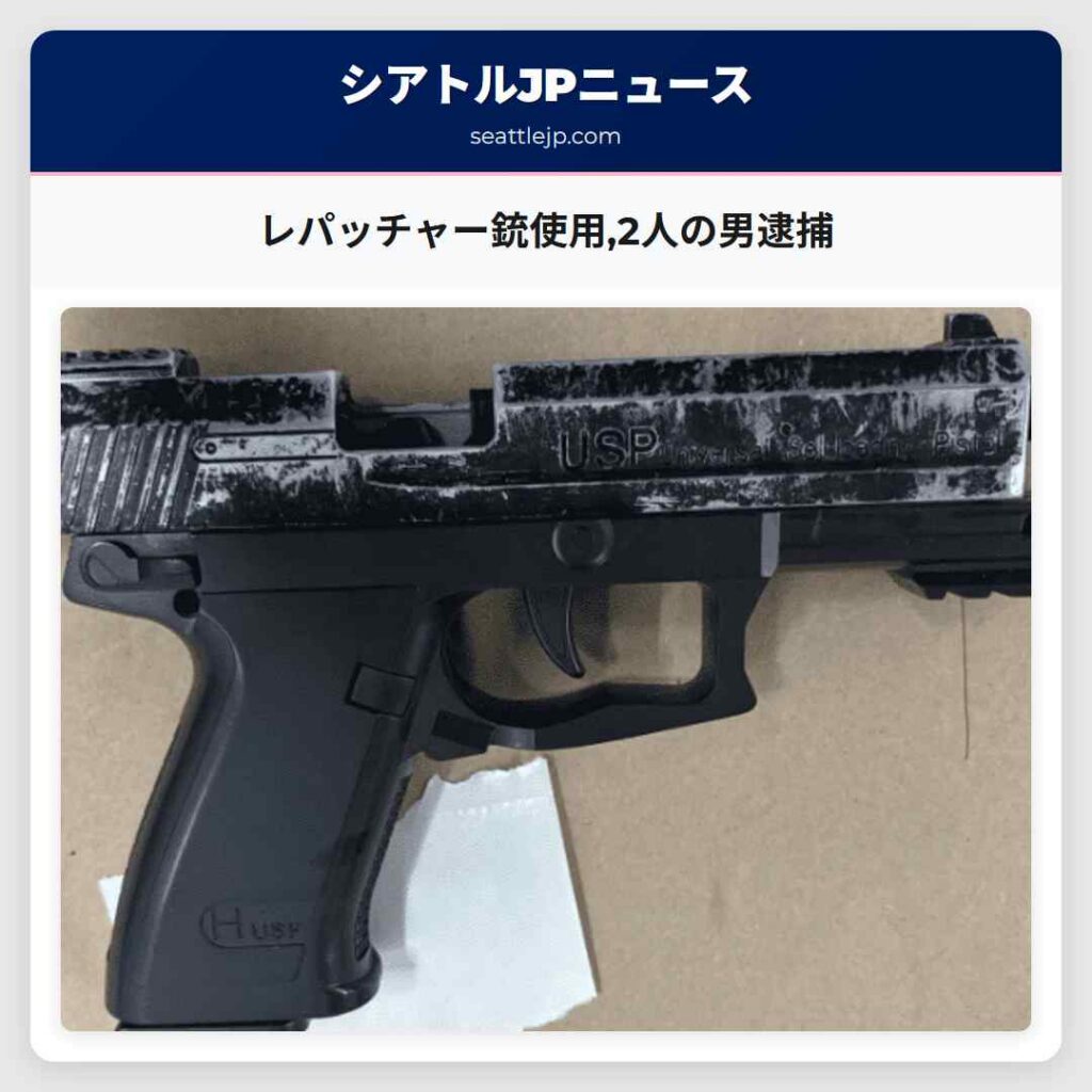 レパッチャー銃使用,2人の男逮捕