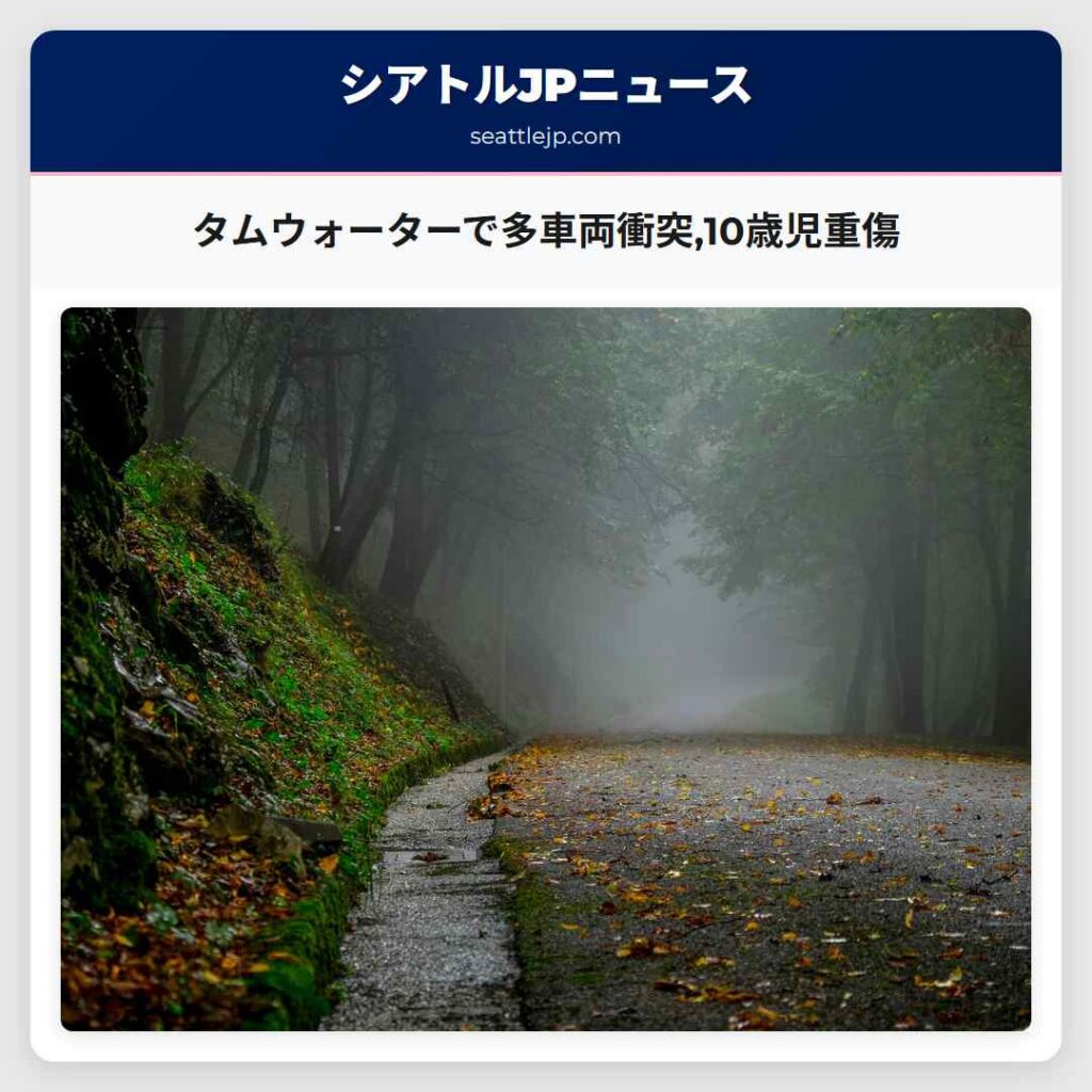 タムウォーターで多車両衝突,10歳児重傷