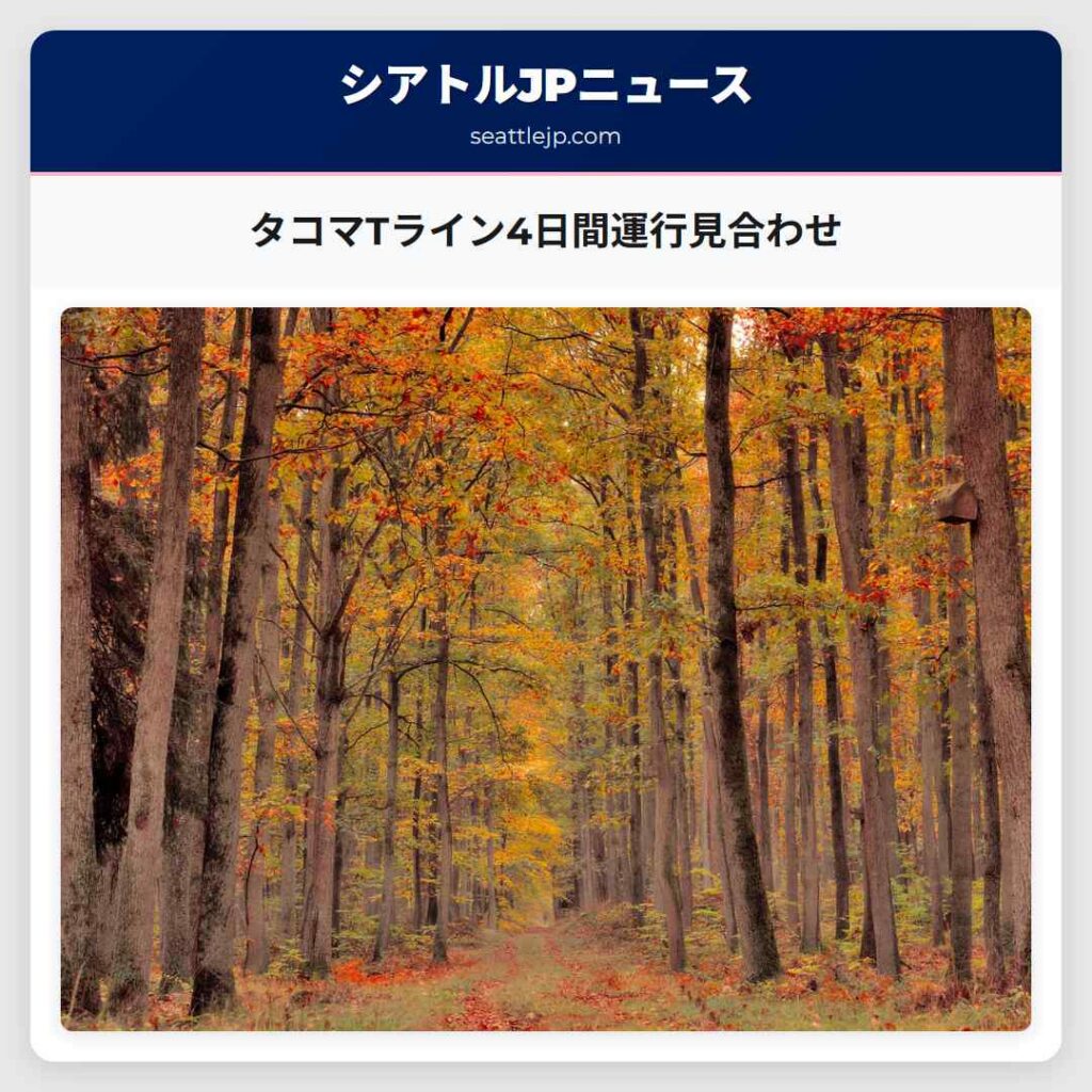 タコマTライン4日間運行見合わせ
